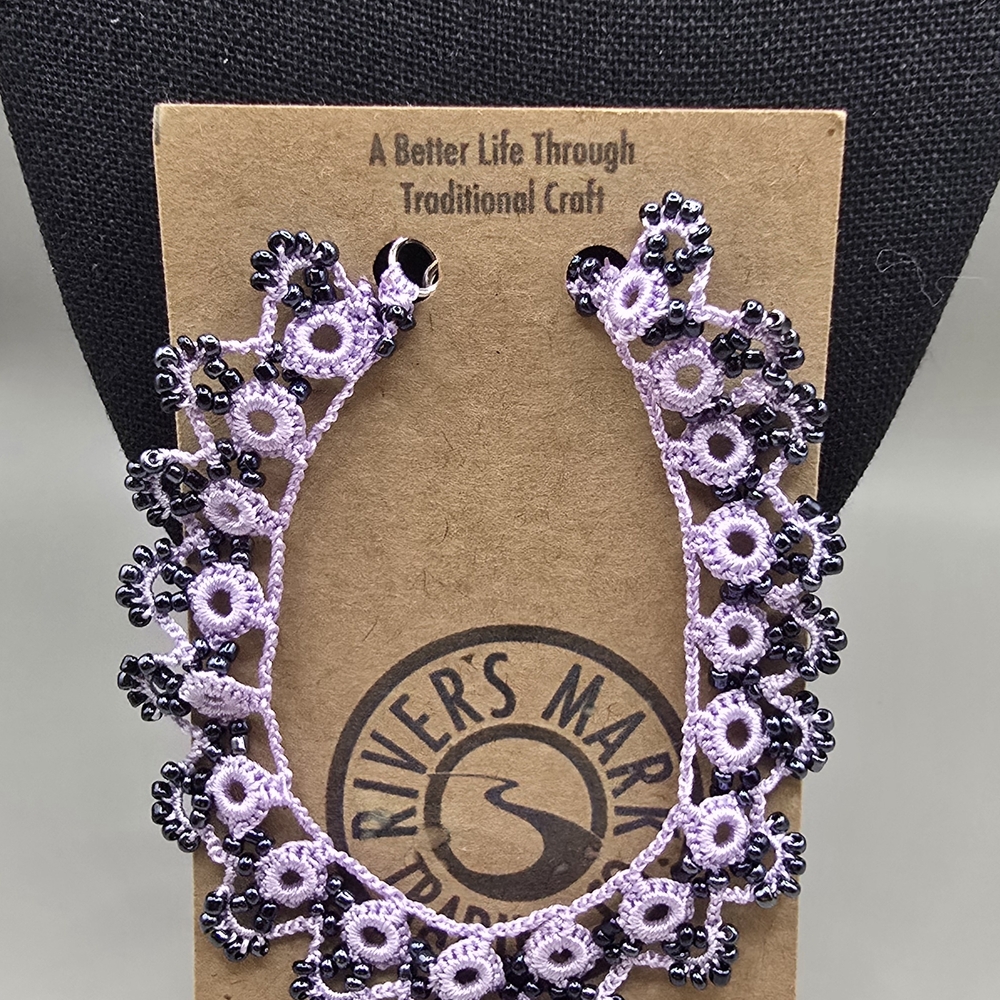 Bracelet Light Purple Woven Bracelet With Bead Work
